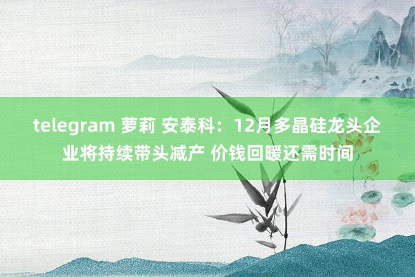 telegram 萝莉 安泰科：12月多晶硅龙头企业将持续带头减产 价钱回暖还需时间