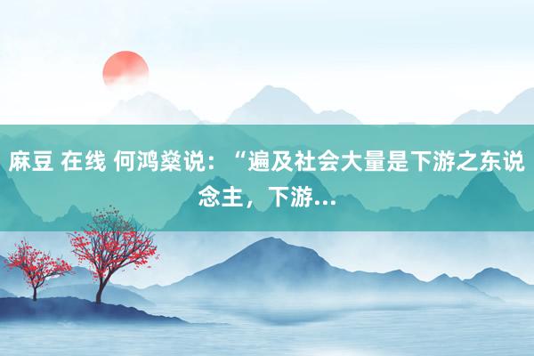 麻豆 在线 何鸿燊说：“遍及社会大量是下游之东说念主，下游...