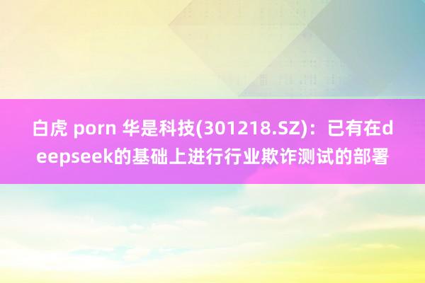 白虎 porn 华是科技(301218.SZ)：已有在deepseek的基础上进行行业欺诈测试的部署