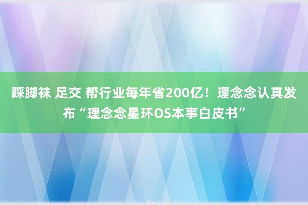 踩脚袜 足交 帮行业每年省200亿！理念念认真发布“理念念星环OS本事白皮书”