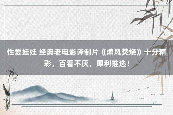 性爱娃娃 经典老电影译制片《煽风焚烧》十分精彩，百看不厌，犀利推选！